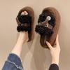 Belt Buckle Thick-bottomed Fluffy Slippers Women's 2025 Autumn and Winter New Xiaoxiangfeng Sheep Curly Hair Outer Wear Plush Slippers