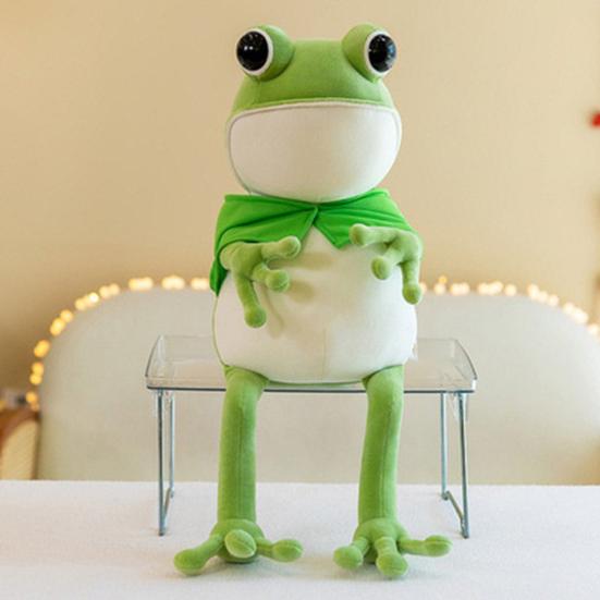 Cartoon Frog Eyes Long-legged Pillow Toy Cute Big Stuffed Green Frog Plushies Companion Sleep Pillow Soft Stuffed