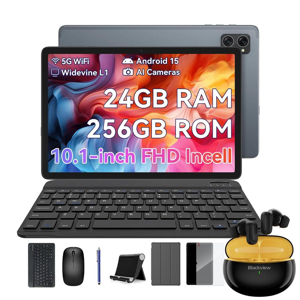 TABWEE T20 Android 15 24GB RAM  256GB ROM Tablet 10 Inches 1280x 800 FHD FHD Display Octa Core T606 PC Tablet with Keyboard