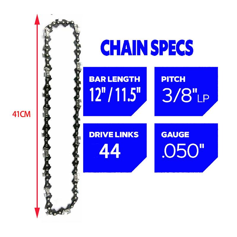 1/2/3/4pcs 12/11.5 Inch Electric Chain Saw 44 Drive Link 22 Cutter 3/8" LP Pitch .050" Gauge Chain Logging Pruning Wood Cutter Spare Parts