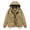 Winter Jacket Men'S Outdoor Casual Windproof Hooded Top Loose Fleece Thickened Tooling Jacket Men