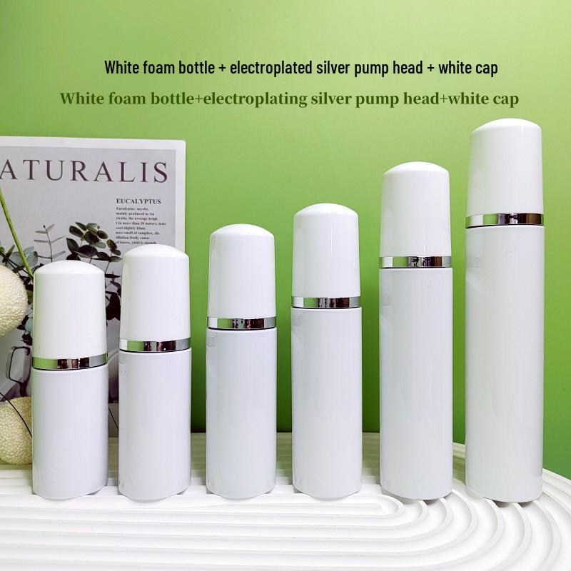 White Foaming Bottle for Eyelash Mousse, Toothpaste, or Facial Cleanser - Available In 30ml and 60ml with Press-to-Foam Dispenser and Brush.