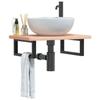 VidaXL Wall-mounted Vanity Shelf Steel and Solid Beech Wood, Floating Vanity Shelf, Vanity Shelf To Place 3302357