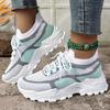 Women's Colorblock Knitted Sneakers Stylish Breathable Low Top Running Trainers, Comfy Outdoor Sports Shoes Plus Size