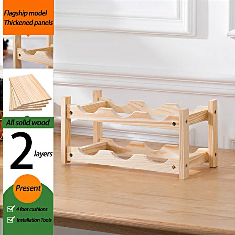 2/3 яруса винная стойка собранная полка для бутылок многоцелевая деревянная для шкафа столешницы барные аксессуары демонстрационная стойка