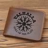 Norse Mythology Valhalla Viking Leather Wallet for Men with Coin Pocket Hall of The Slain Minimalist Wallet Genuine Leather