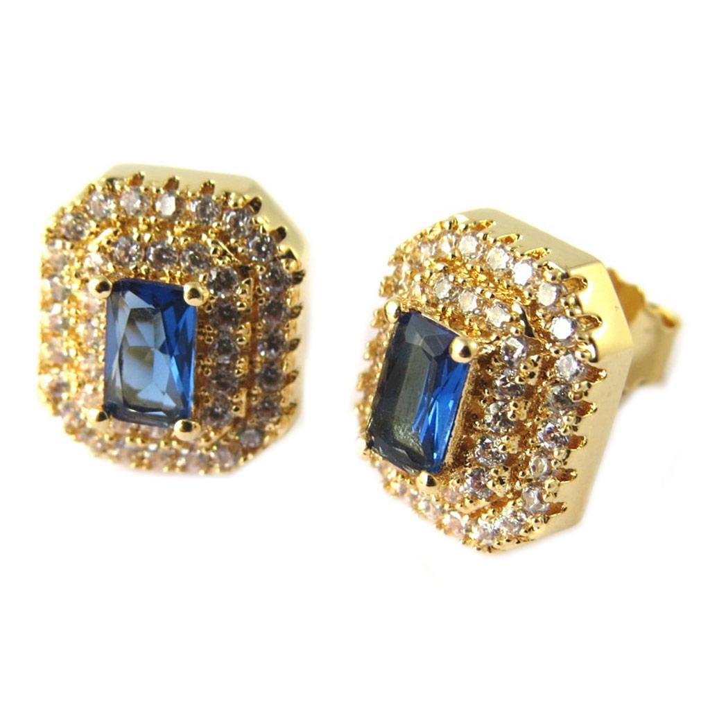 Les Trésors De Lily [P1233] - Gold Plated Earrings 'Sissi' Golden White Sapphire - 10x8 Mm