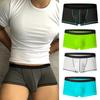 Men Boxer Underwear Summer Patchwork Color U-Convex Ice Silk Thin Boxer Briefs Sexy Translucent Traceless Panties