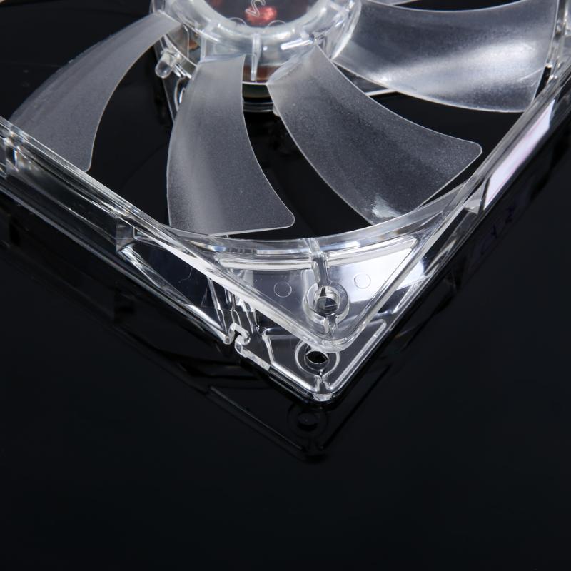 120mm Computer PC 4 LED Light Cooling Fan 12cm 4Pin Transparent Clear Case LED Luminous Chassis CPU Cooler Heatsink