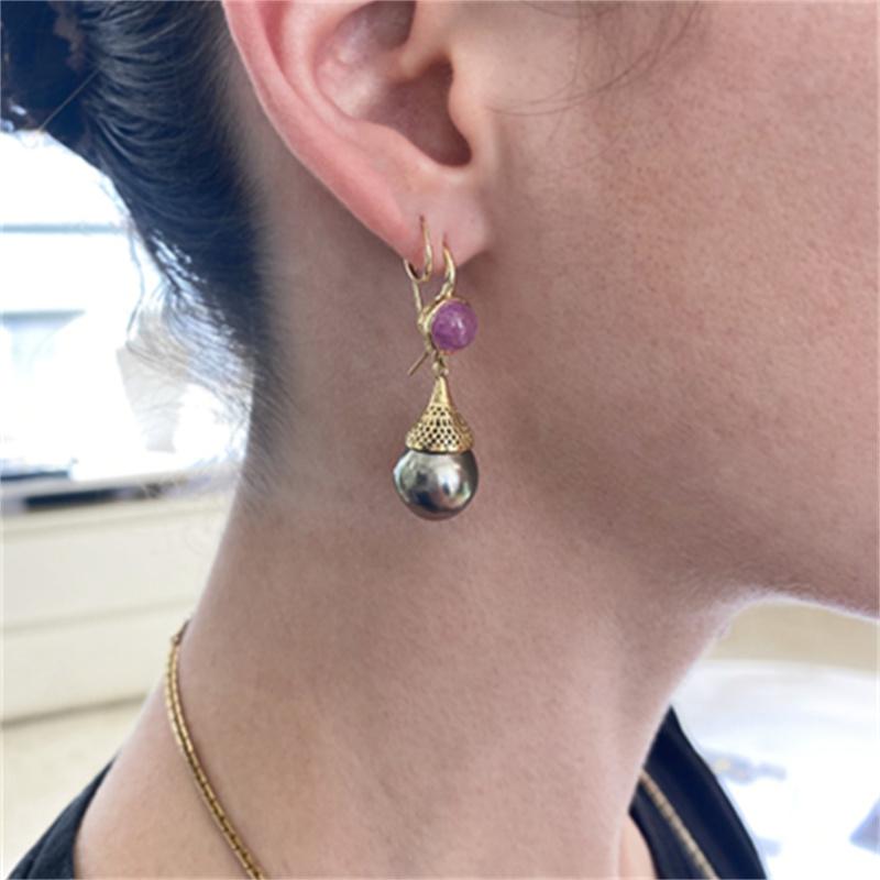 Exquisite Round Pink Stone Earrings For Women Trendy Jewelry Classic Drop -Shaped Imitation Pearls Dangle Earrings