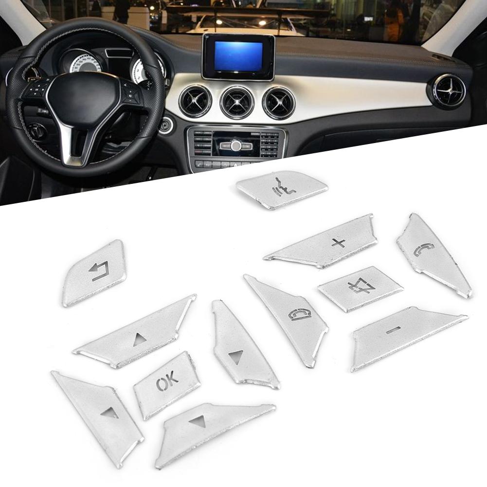 12pcsSet Car Steering Wheel Button Patch Protection Trim Fit for Mercedes Benz W204 W212 W117