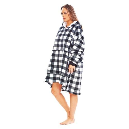 Keanu Unisex Adult Checked Fleece Sherpa Lined Oversized Blanket Hoodie