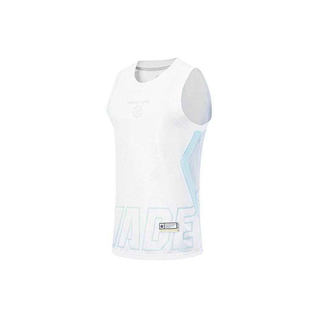 Li-Ning Wade Series Letter Print Round Neck Quick-Dry Basketball Jersey Men Jersey Standard-White AAYT535-5