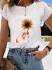 (Asian Size) Short Sleeve T-shirts Clothing Fashion Print  T Female Butterfly Sweet 90s Casual Women's Top Graphic Tee