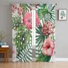 Tropical Plants Flowers Sheer Curtains Living Room Window Tulle Curtains For Bedroom Kitchen Home Decoration Voile Drapes