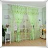 Tulip Flower Sheer Window Curtain Beads Tassel Door Scarf Drapes Valance Home Supplies