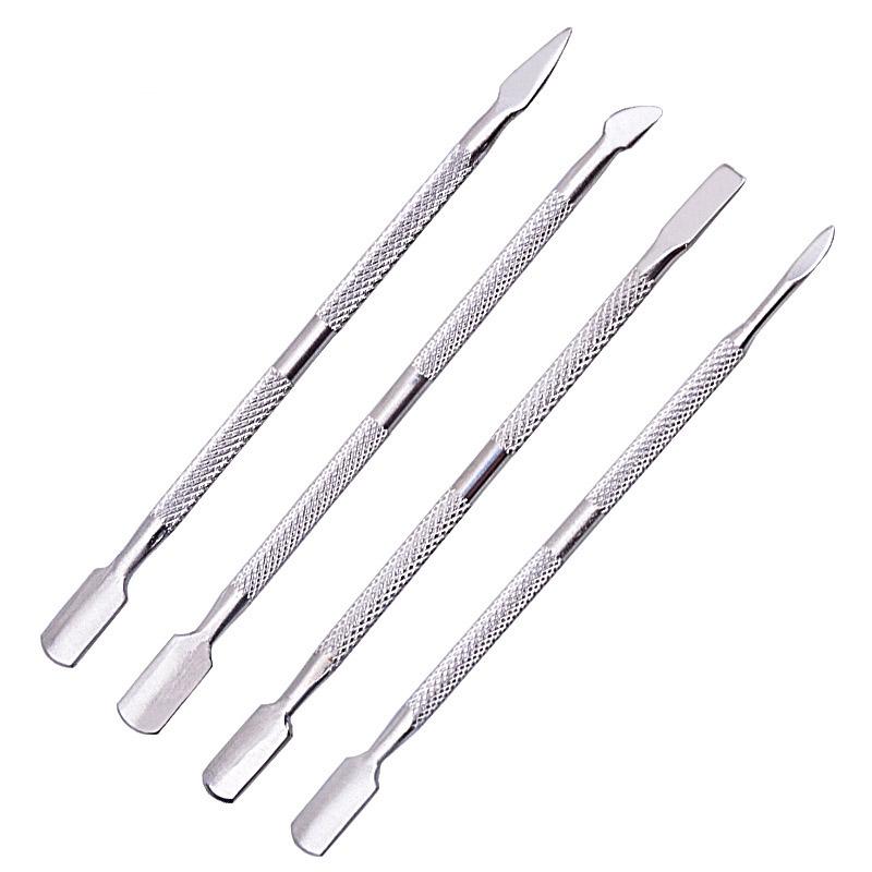 4Pcs/lot Double Sided Finger Cuticle Pusher Dead Skin Nail Art Remover Cuticles Stainless Steel Pedicure Manicure Cleaner Tools