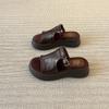 Retro Soft Bottom Outer Wear Casual Cool Slippers Women's Summer New Open-toe Buckle Thick Bottom Heightening Slippers Flat Bottom Comfortable