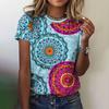Bohemian Print Women's T-Shirts Casual Women Plus Size Short Sleeve O-Neck Female Harajuku Clothing 2025 Summer