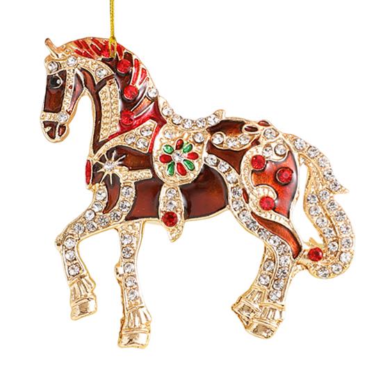 Horse Christmas Ornaments Sparkly Rhinestone Horse Hanging Decoration Acrylic Christmas Tree Ornament for Winter Xmas Party Supplies Holiday Home