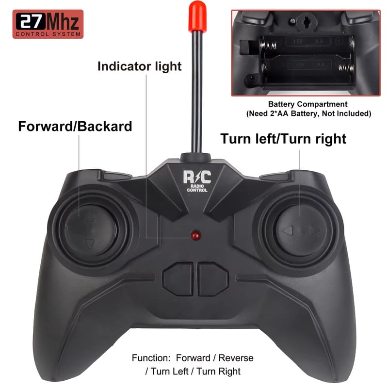 New 1:24 Full Scale LED Light Off-Road Jeep Remote Control Car 10km/h Battery Controlled Children's Toy Car Boy Gift Anti-Fall Anti-Collision