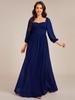 Ever-Pretty Women's Graceful Sweetheart Neckline 3/4 Lantern Sleeve Chiffon Bridesmaid Dresses with Frenulum Knotting