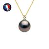 Necklace - - Tahitian Cultured Pearl A+ - Diamond 0.020 Cts - Yellow Gold - 42 Cm