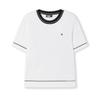 Fila White Versatile Comfortable Sports Casual Simple Short Sleeve Knit Top Women Tops Cloud-White F11W523401F-WT