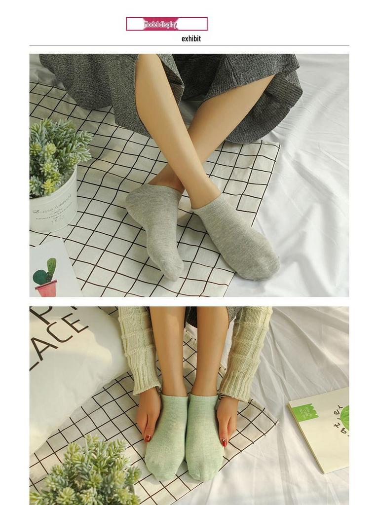 New Women's Autumn Candy Color Cotton Boat Socks - Breathable, Short Style