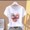 (Asian Size) Graphic Tee Casual T Clothing Print 90s Trend Watercolor Female Casual Women's Top Fashion Short Sleeve T-shirt