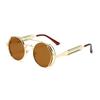 SHAUNA Retro Metal Punk Sunglasses Round Women Gothic Spring Steampunk Shades Men UV400