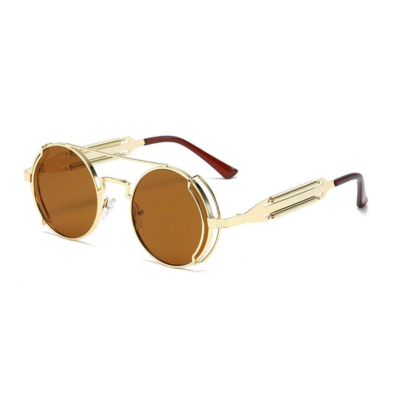 SHAUNA Retro Metal Punk Sunglasses Round Women Gothic Spring Steampunk Shades Men UV400