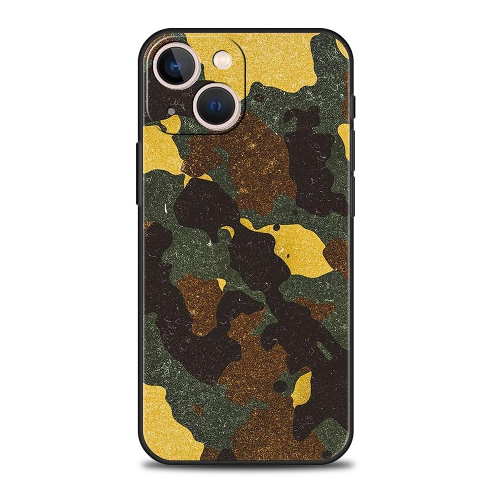 Colour Camouflage Black Camo Silicone Phone Case For iPhone 11 12 13 15 14 Pro Max X XR XS 7 8 Plus SE 2020 Luxury Black Cover