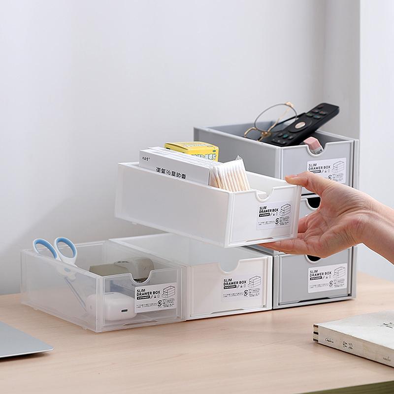 1Pc Desktop Storage Box Cosmetics Storage And Office Stationery Storage Cabinet Can Be Stacked And Combined For Drawer Storage