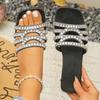 2025 Ladies Shoes Basic Open Toe Women's Slippers Crystal Summer Plus Size Daily Square Toe Best Seller Flat Slippers