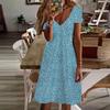 Summer Fashion Women's V Neck Short Sleeve Round Dot Printed  Dress Sex Short Skirt Dresses