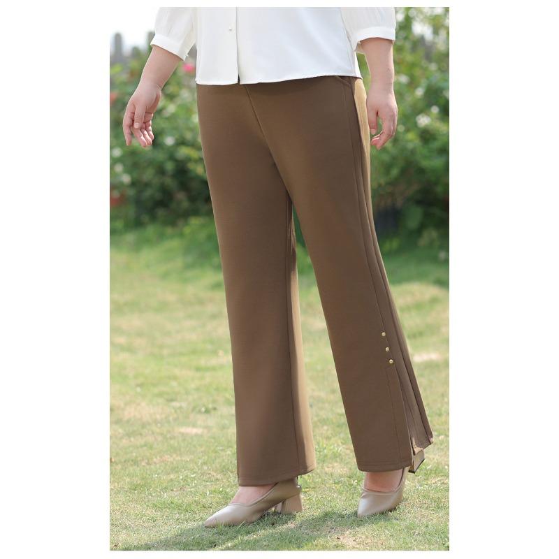 Slightly Flared Pants Loose and Tight Waist Plus-size Women's Wear High-waisted Casual Pants Elegant Spring Wear