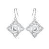925 Sterling Silver Geometric Pattern Hanging Piercing Earrings Fashionable Wedding Jewelry