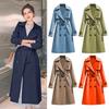 Women's Double Breasted Long Trench Coat Belted Notch Lapel Overcoat Fall