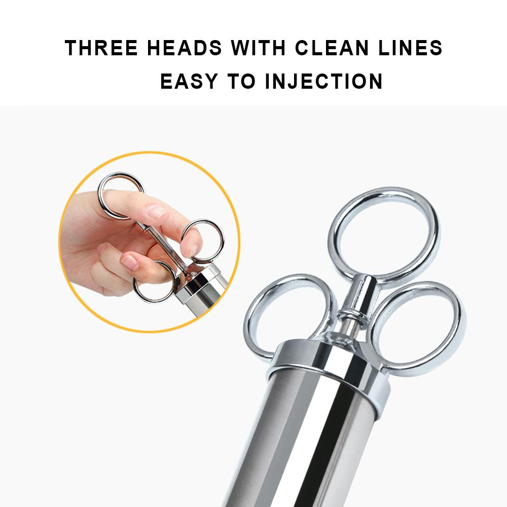 Инжектор для маринада для мяса, нержавеющая сталь 304, 3 иглы, приправа для соуса, барбекю, курильщика, гриль, зверь, индейка