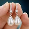 Exquisite Fashion Silver Color Waterdrop Imitation Pearls Drop Earrings for Women Elegant Shinying Round Imitation Pearls Stud Earrings