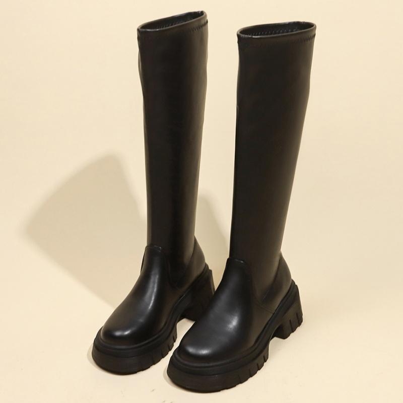 High Quality Women's Shoes Over-the-Knee Women's Boots Platform Modern Boots Women Side Zip Med Heel Sewing Shoes Female