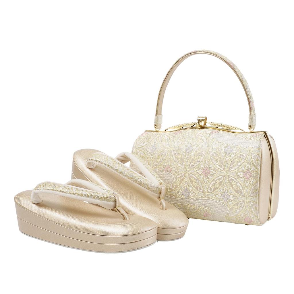 Memory Foam Zori Bag Set Formal 2 Piece Set No Pain High Cushion Zori Sandals 2 Pieces For Formal Wear Made In Japan M L Thick Sole Gold Original