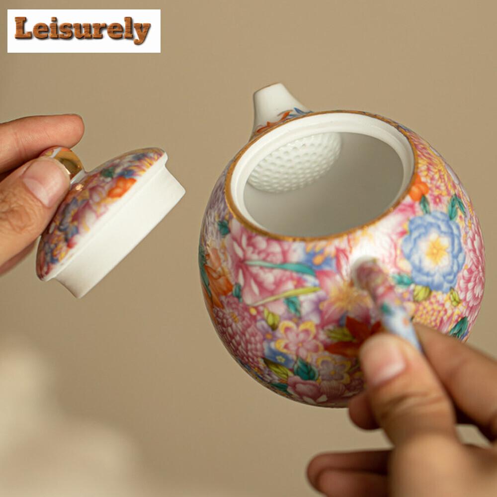 250ML Chinese Handmade Tea Pots Porcelain Teapot Color Enamel Teapots Teaware Ceramic Tea Accessories Kung Fu Tea Kettles