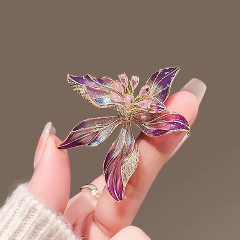 Personality Exquisite French Style Iris Flower Brooches For Women Clothing Coat Jewelry Accessories