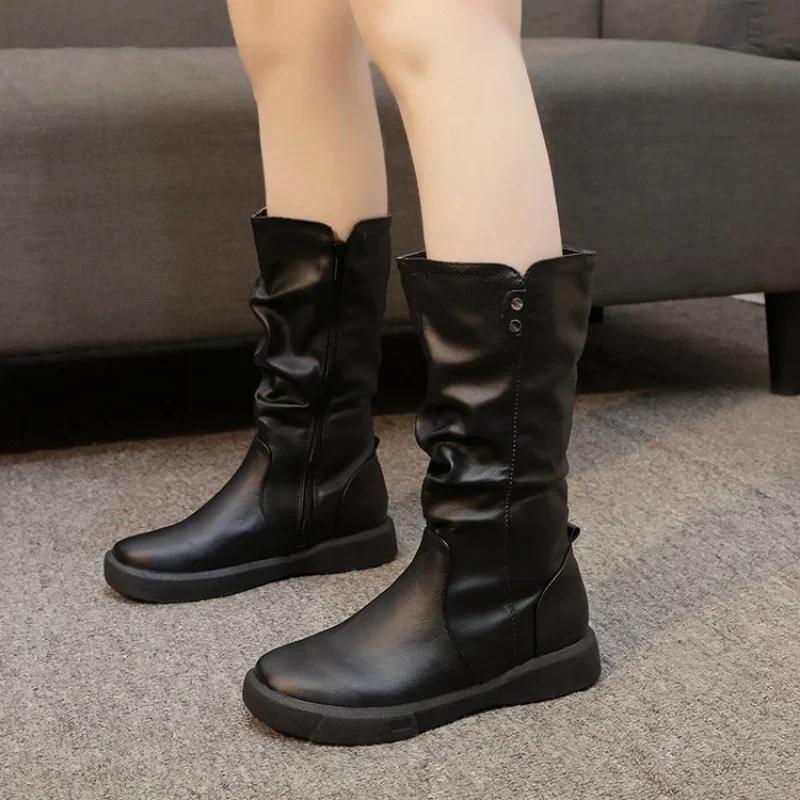 Women Thigh High Boots Women Modern Boots Zippers Outdoor Female Casual Platform Shoes Ladies Leather Long Boots