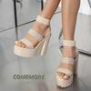 Fashion Casual Punk Style Chunky High Heel Platform Sandals Women Open Toe Slip On Stretch Ankle Strap Summer Shoes Female Zapatos Mujer