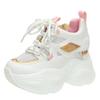 Fashion Women High Platform Breathable Casual Shoes Summer Lace-up Chunky Sneakers 10CM Wedges Hidden Heels Spring Leisure Shoes Woman