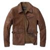 Chinese Size Heavy Men Leather Jacket Retro Oil Rubbed Uncoated Natural Cowhide Soft Leather Jacket Slim Autumn