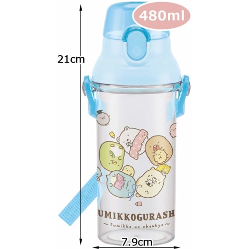Skater Children's Water Bottle Clear Bottle 480ml Sumikkogurashi Obenkyo Girls Made In Japan PSB5TR